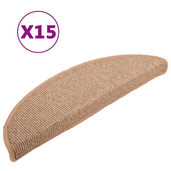vidaXL Stufenmatten 15 Stk. 56x17x3 cm Hellbraun Halbrund