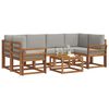 vidaXL Outdoor-Sofagarnitur mit Kissen 7 pcs Nat&uuml;rlich und Hellgrau