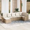 vidaXL Garten-Sofa-Set mit Kissen 7 pcs Beige und Creme Poly-Rattan