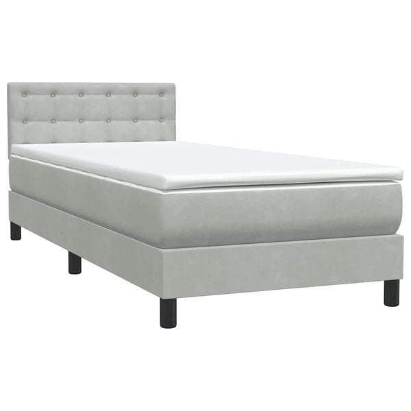 vidaXL Boxspringbett mit Matratze Hellgrau 80x220 cm Samt