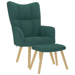 vidaXL Relaxsessel mit Hocker Dunkelgr&uuml;n Stoff