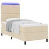 vidaXL Boxspringbett mit Matratze mit LED Creme 100 x 200 cm Stoff
