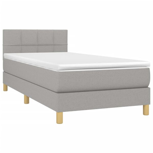 vidaXL Boxspringbett mit Matratze & LED Hellgrau 80x200 cm Stoff
