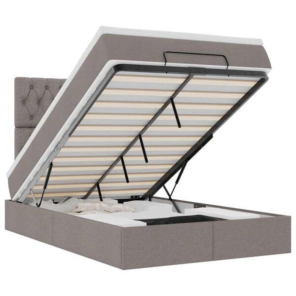 vidaXL Ottoman-Bett mit Matratze Taupe 120x190 cm Stoff