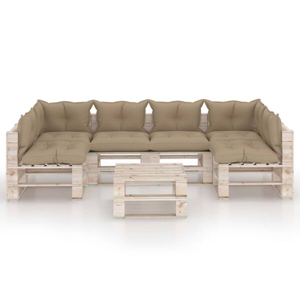 vidaXL 7-tlg. Garten-Lounge-Set aus Paletten mit Kissen Kiefernholz