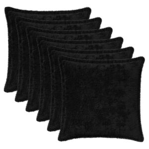 vidaXL Kissenbezug 6 stk. HOUTEN Schwarz 30 x 30 cm Faux Kaninchenfell