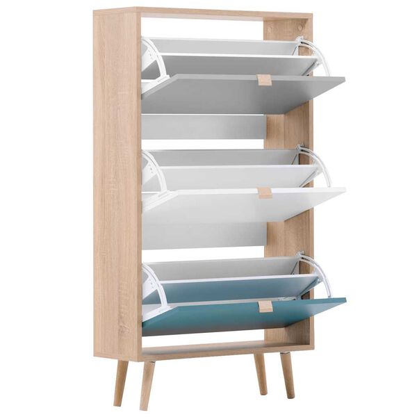 Finori Schuhschrank C-uba 42 Sonoma-Eiche und Dreifarbig