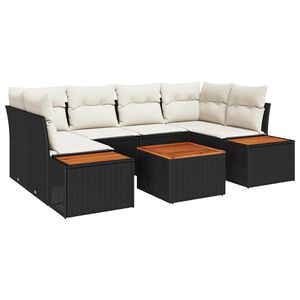 vidaXL Garten-Sofa-Set mit Kissen 6 pcs Schwarz Poly Rattan