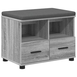 vidaXL Flurbank mit Kissen mit Regal Graues Sonoma 60 x 38 x 46 cm