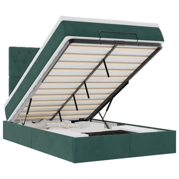 vidaXL Ottoman-Bett mit Matratzen Dunkelgrün 120x190 cm Samt