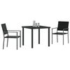 vidaXL Garten Essgruppe 3 pcs Schwarz PE-Rattan