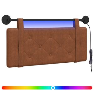 vidaXL H&auml;ngendes Kopfteil Mit LED Licht Braun Antikes PU