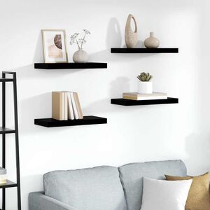 vidaXL Schweberegale 4 Stk. Hochglanz-Schwarz 50x23,5x3,8 cm MDF