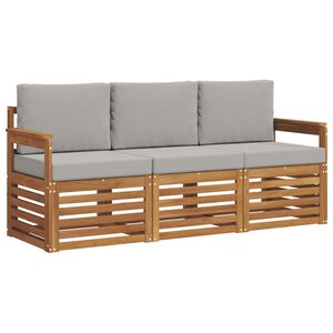 vidaXL Sofagarnituren 3 pcs Nat&uuml;rlich und Hellgrau Massivholz Akazie