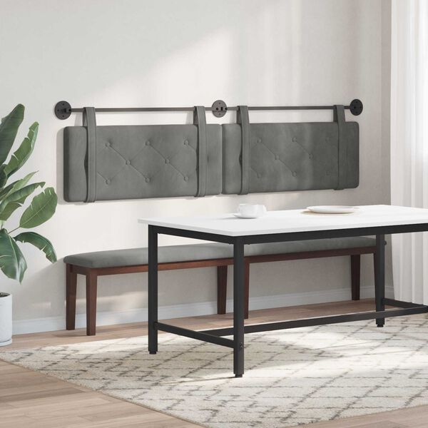 vidaXL H&auml;ngevorderseite Wandmontiert Dunkelgrau 210 x 55 x 5 cm Samt