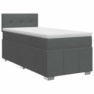 vidaXL Boxspringbett mit Matratze Dunkelgrau 90 x 190 cm Stoff