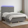 vidaXL Boxspringbett mit Matratze & LED Dunkelgrau 140x200 cm Stoff