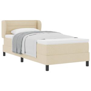 vidaXL Boxspringbett mit Matratze mit Kopfteil Creme 90 x 190 cm Stoff