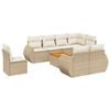 vidaXL 9-tlg. Garten-Sofagarnitur mit Kissen Beige Poly Rattan