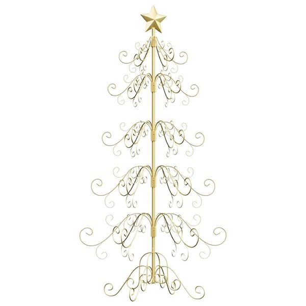 vidaXL Metall Weihnachtsbaum Gold 150 cm Pulverbeschichteter Stahl