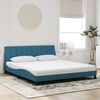 vidaXL Bett mit Matratze "Hanko" Blau 180x200 cm Samt