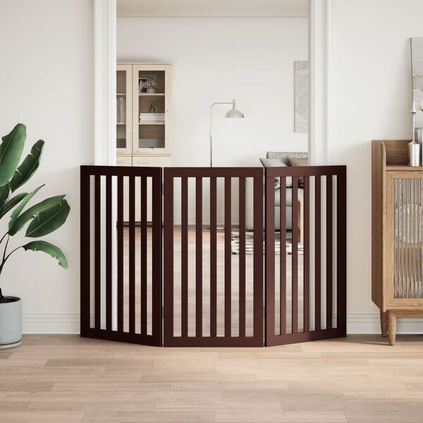 vidaXL 3-tlg. Hundetor Faltbar Braun 150 cm Pappelholz