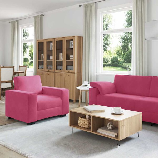 vidaXL 3-tlg. Sofagarnitur mit Kissen Weinrot Samt