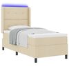 vidaXL LED Boxspringbett mit Matratze Creme 100 x 200 cm Stoff