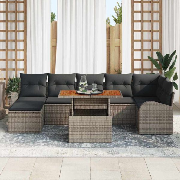 vidaXL Garten-Sofa-Set mit Kissen 8 pcs Grau