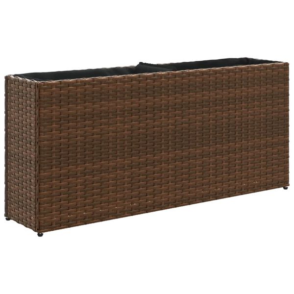 vidaXL Hochbeet mit 2 F&auml;chern Braun 90x20x40 cm Poly Rattan