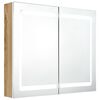 vidaXL Badezimmerspiegelschrank Wei&szlig; und Eichefarben 80 x 12 x 68 cm