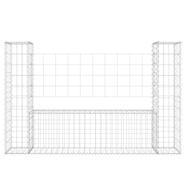 vidaXL Gabionenkorb U-Form mit 2 Säulen Eisen 140x20x100 cm