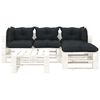 vidaXL 5-tlg. Garten-Lounge-Set Paletten mit Kissen in Anthrazit Holz