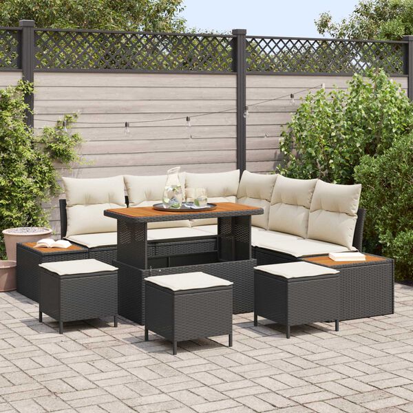 vidaXL Gartensofa-set 9 pcs Schwarz Poly-Rattan