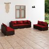 vidaXL 7-tlg. Garten-Lounge-Set mit Kissen Poly Rattan Braun