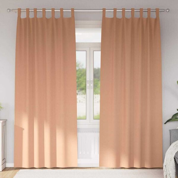 vidaXL Verdunkelungs-Vorh&auml;nge mit Ringen 2 pcs Hellbraun 225 x 140 cm