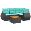 vidaXL 5-teiliges Gartensofa-Set mit Kissen, schwarzes Polyrattan