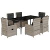vidaXL 7-tlg. Garten-Essgruppe mit Kissen Hellgrau Poly Rattan
