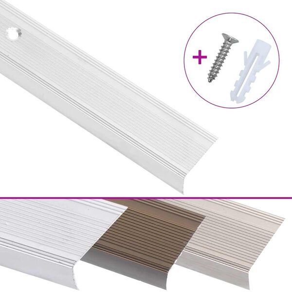 vidaXL Treppenkantenprofile in L-Form 5 Stk. Aluminium 90 cm Silbern