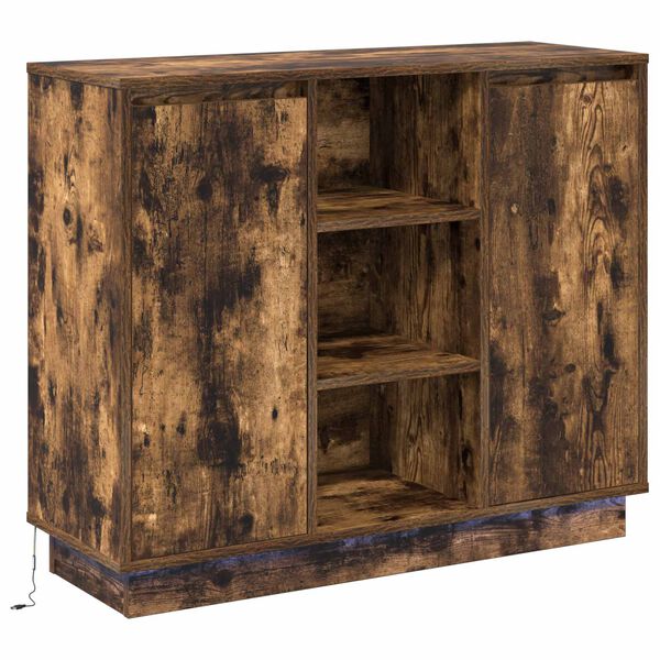 vidaXL LED-Sideboard Ger&auml;ucherte Eiche 90 x 32 x 75 cm Holzwerkstoff