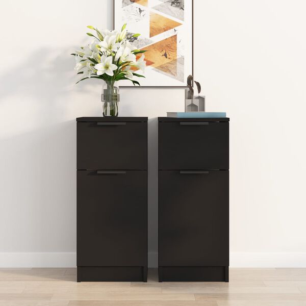 vidaXL Sideboards 2 Stk. Schwarz 30x30x70 cm Holzwerkstoff