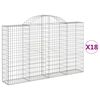 vidaXL Gabionen mit Hochbogen 18Stk. 200x30x120/140cm Verzinktes Eisen