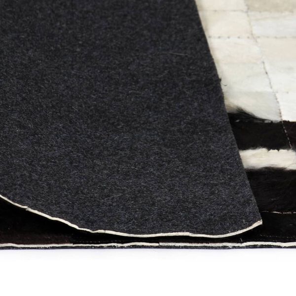 vidaXL Teppich Echtes Leder Patchwork 80 x 150 cm Schwarz Wei&szlig;