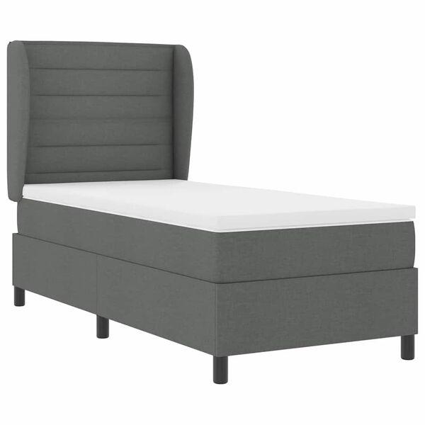 vidaXL Boxspringbett mit Matratze Dunkelgrau 90 x 190 cm Stoff