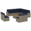 vidaXL 12-tlg. Garten-Sofagarnitur mit Kissen Grau Poly Rattan