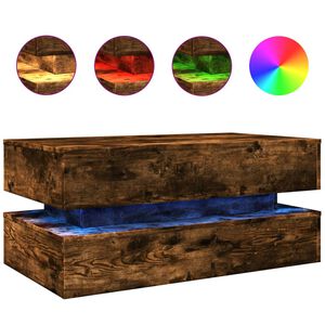 vidaXL Couchtisch mit LED-Leuchten R&auml;uchereiche 90x50x40 cm