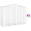 vidaXL Gabionen mit Hochbogen 2 Stk. 200x50x140/160cm Verzinktes Eisen