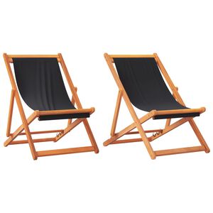 vidaXL Klappst&uuml;hle, 2 St&uuml;ck, schwarzer Stoff
