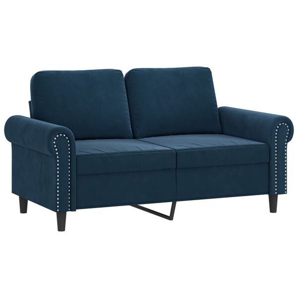 vidaXL 2-Sitzer-Sofa mit Kissen Blau 120 cm Samt
