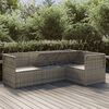 vidaXL 4-tlg. Garten-Lounge-Set mit Kissen Grau Poly Rattan